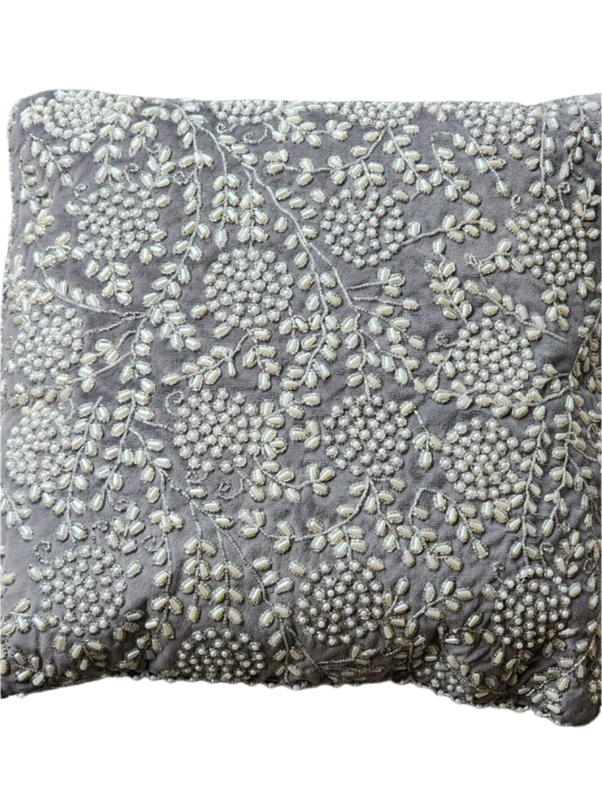 Handmade velvet Cushion Cover (Grey pearl & Silver) - Handmade Stories