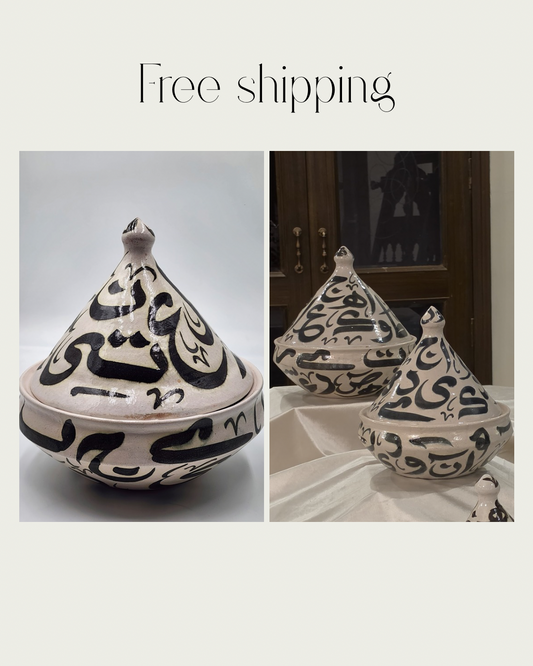 Hand-painted tagine serving pots in Clay (Set of 3)