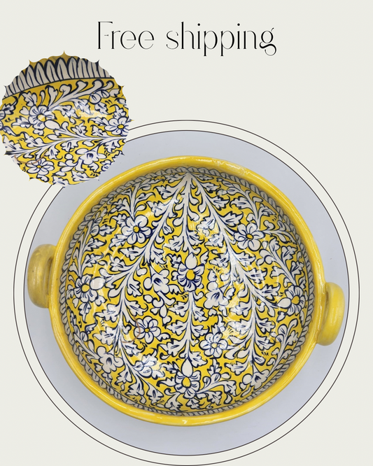 Yellow & White Serving Dish (Karahi) Australia