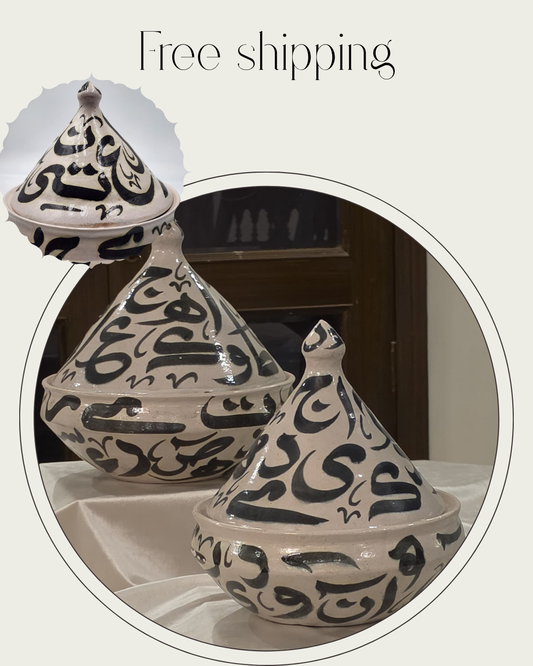 Hand-painted tagine serving pots in Clay (Set of 3)