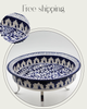 Hand-painted ceramic serving dish with stand (Blue)