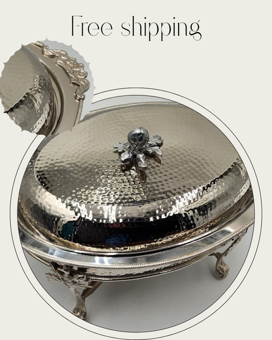 Hammered Oval Chafing Dish / Food Warmer