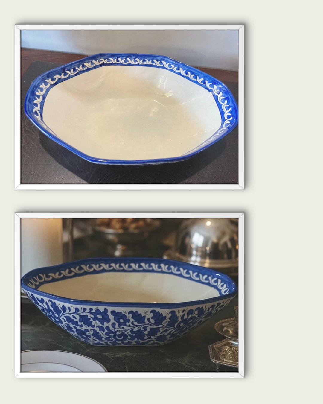 Handmade Ceramic Blue Floral Deep Bowl