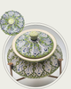 Handmade Ceramic serving pot- Handi with stand - Green