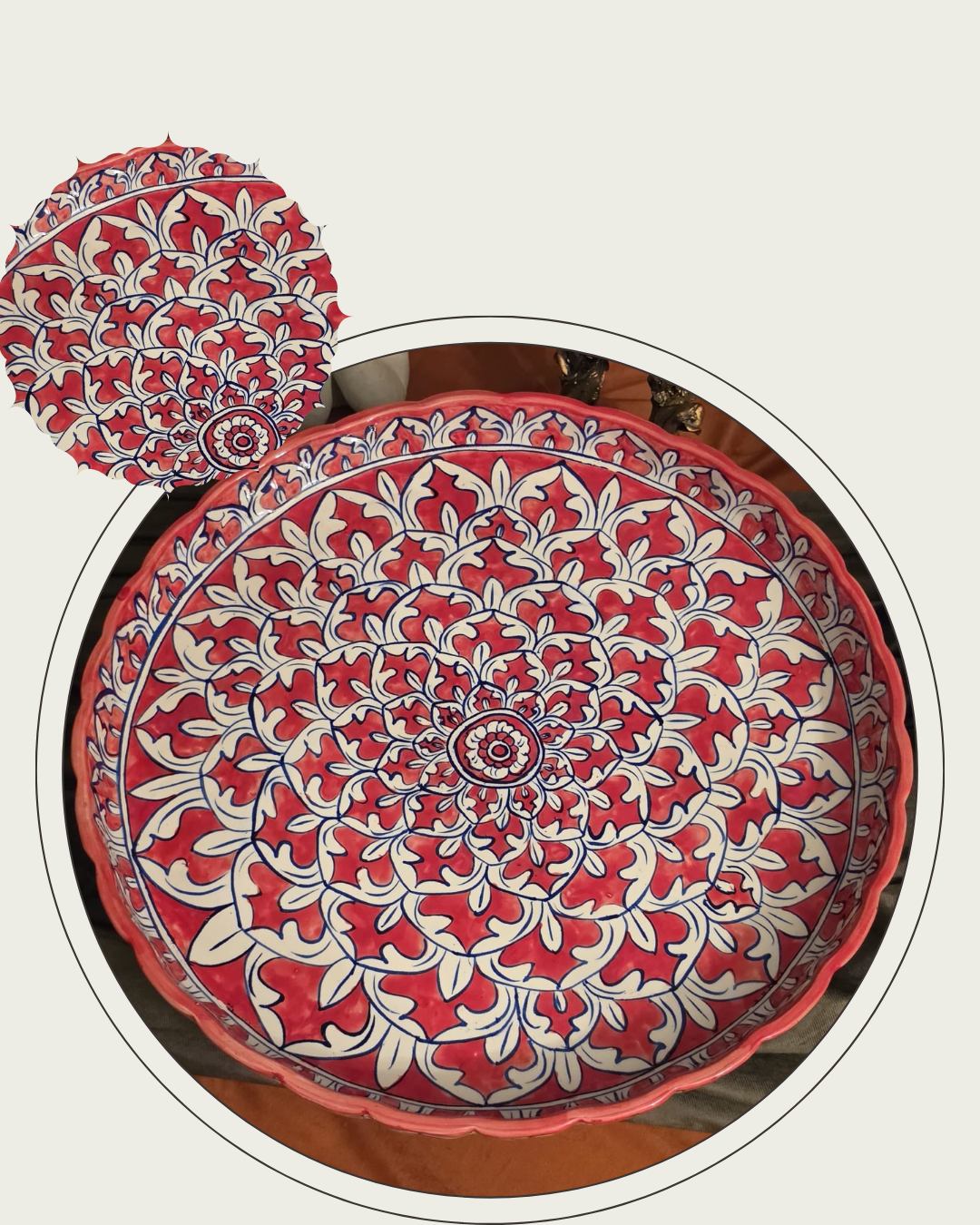 Ceramic Pizza Plate / Salad Platter (Red)