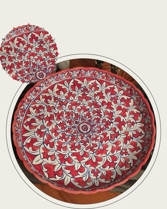 Ceramic Pizza Plate / Salad Platter (Red)