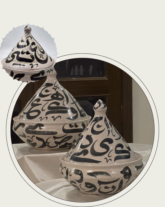 Hand-painted tagine serving pots in Clay (Set of 3)