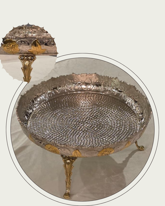 17" Royal hammered raised Brass serving platter