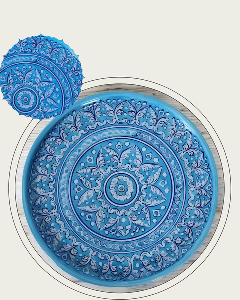 Ceramic Pizza Plate / Salad Platter (Blue)