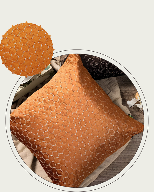 Velvet Embroidered Cushion Cover (Mustard colour)