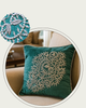 Handmade velvet Cushion Cover (Green and Silver)
