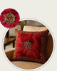 Handmade velvet Cushion Cover (Deep red and Gold)