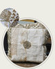 Handmade velvet Beaded Cushion (cream Beige and gold)