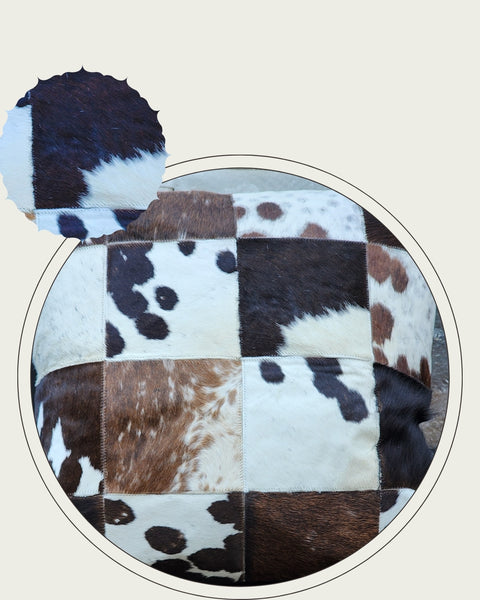 Cowhide Leather throw pillow cover (Brown)