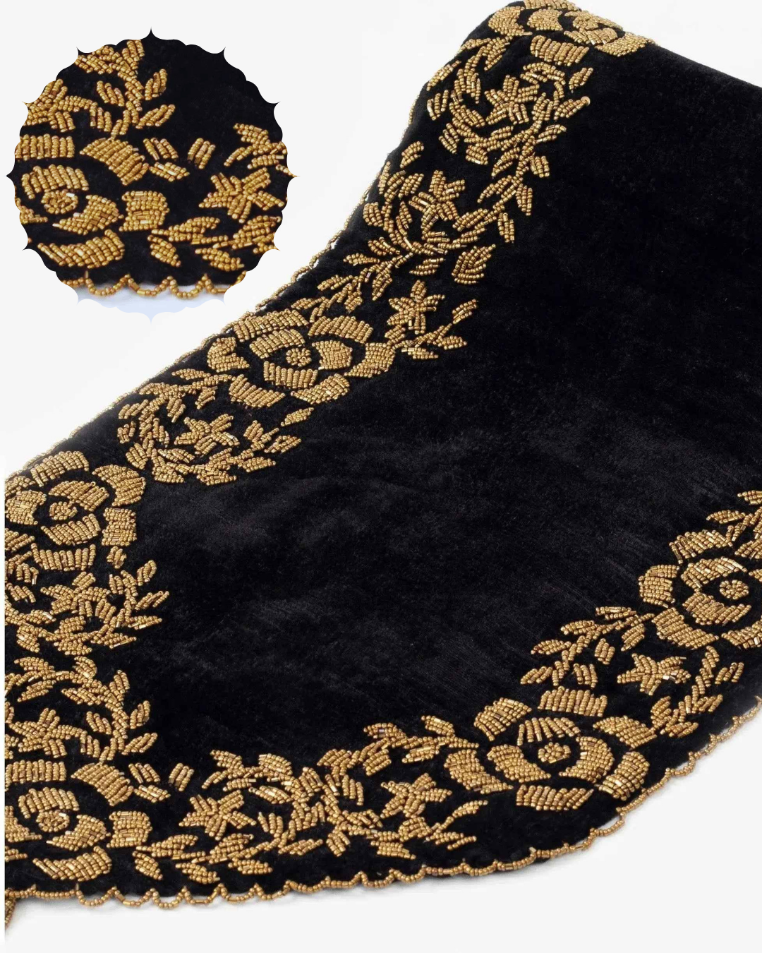 Handmade Table Runner (Black and Gold Border)