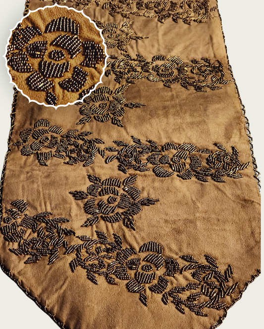 Brown and Gold Handmade Beaded Runner - (Design -5)