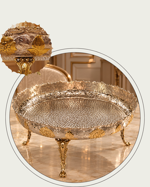 17" Royal hammered raised Brass serving platter