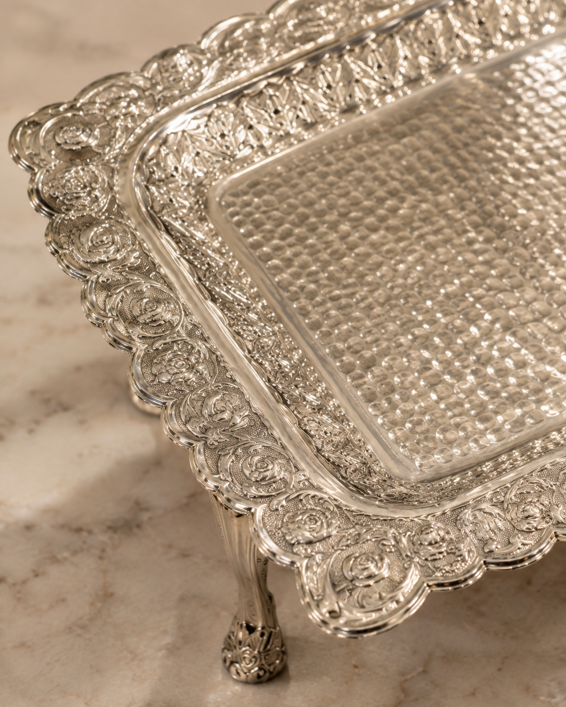 Handcrafted Hammered Brass Serving Platter