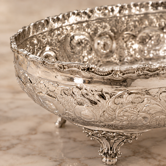 Floral Engraved Brass Bowl