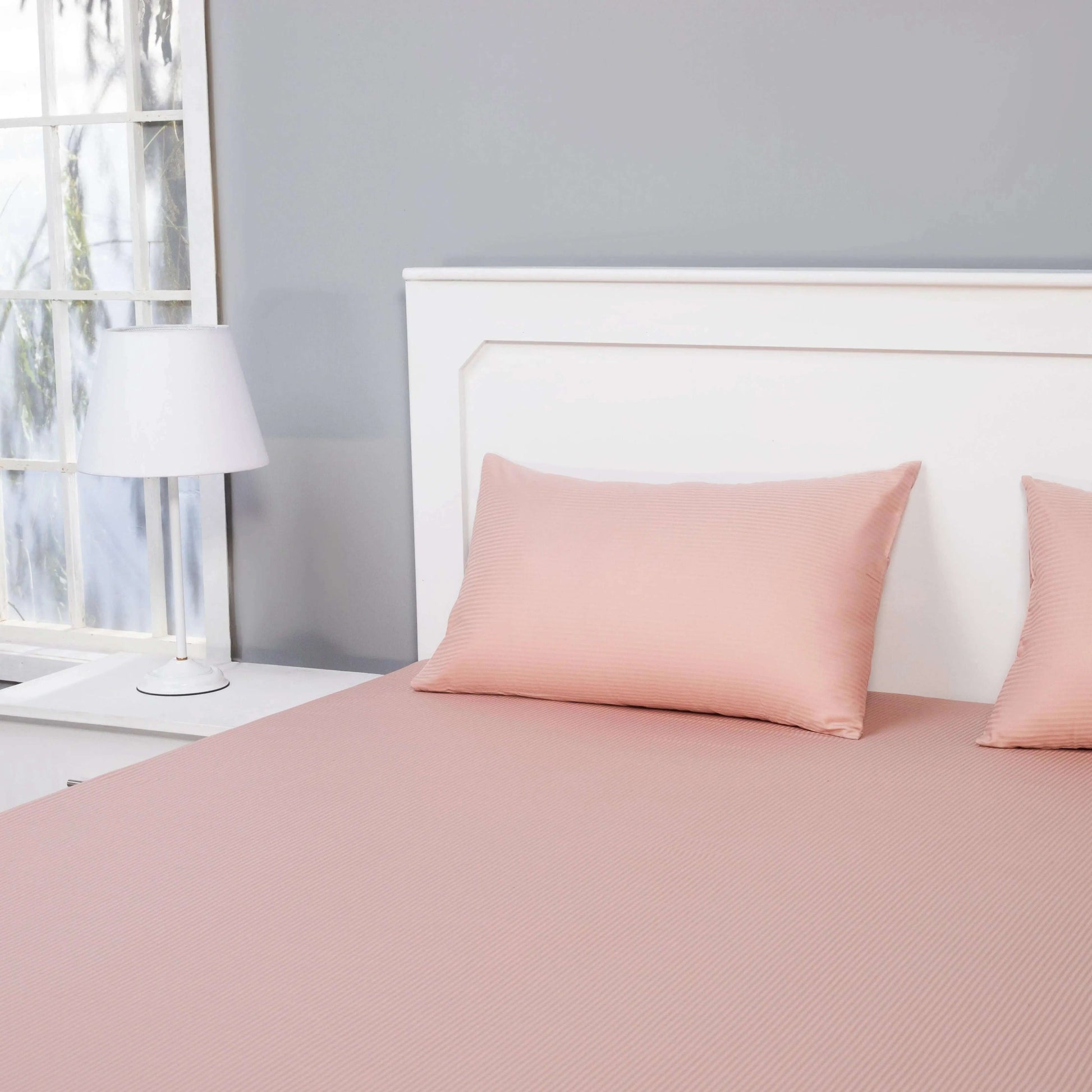 Pink Narrow Stripe Cotton Fitted Sheet Set - Handmade Stories
