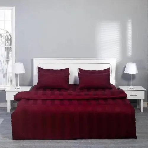 Premium Quality Bed Sheet With Flat Sheet (Maroon) - Handmade Stories