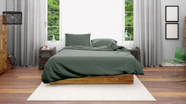 Premium Quality Bed Sheet With Flat Sheet (Olive Green Plain) - Handmade Stories