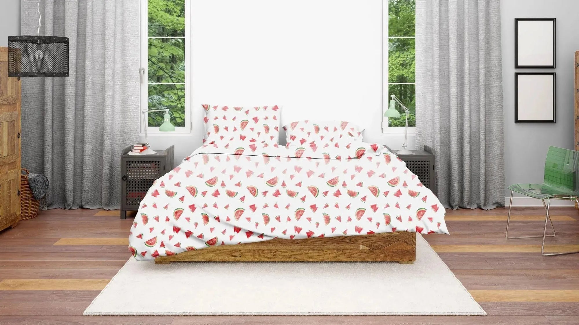 Premium Quality Bed Sheet With Flat Sheet (Watermelon design) - Handmade Stories