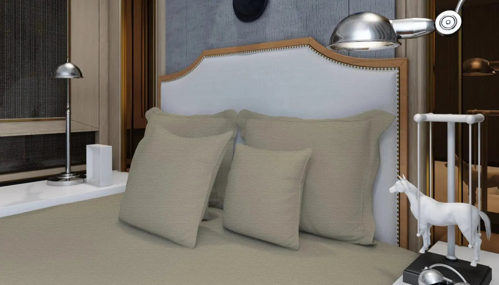 Premium Quality Bed Sheet with Flat Sheet (Brown Beige) - Handmade Stories