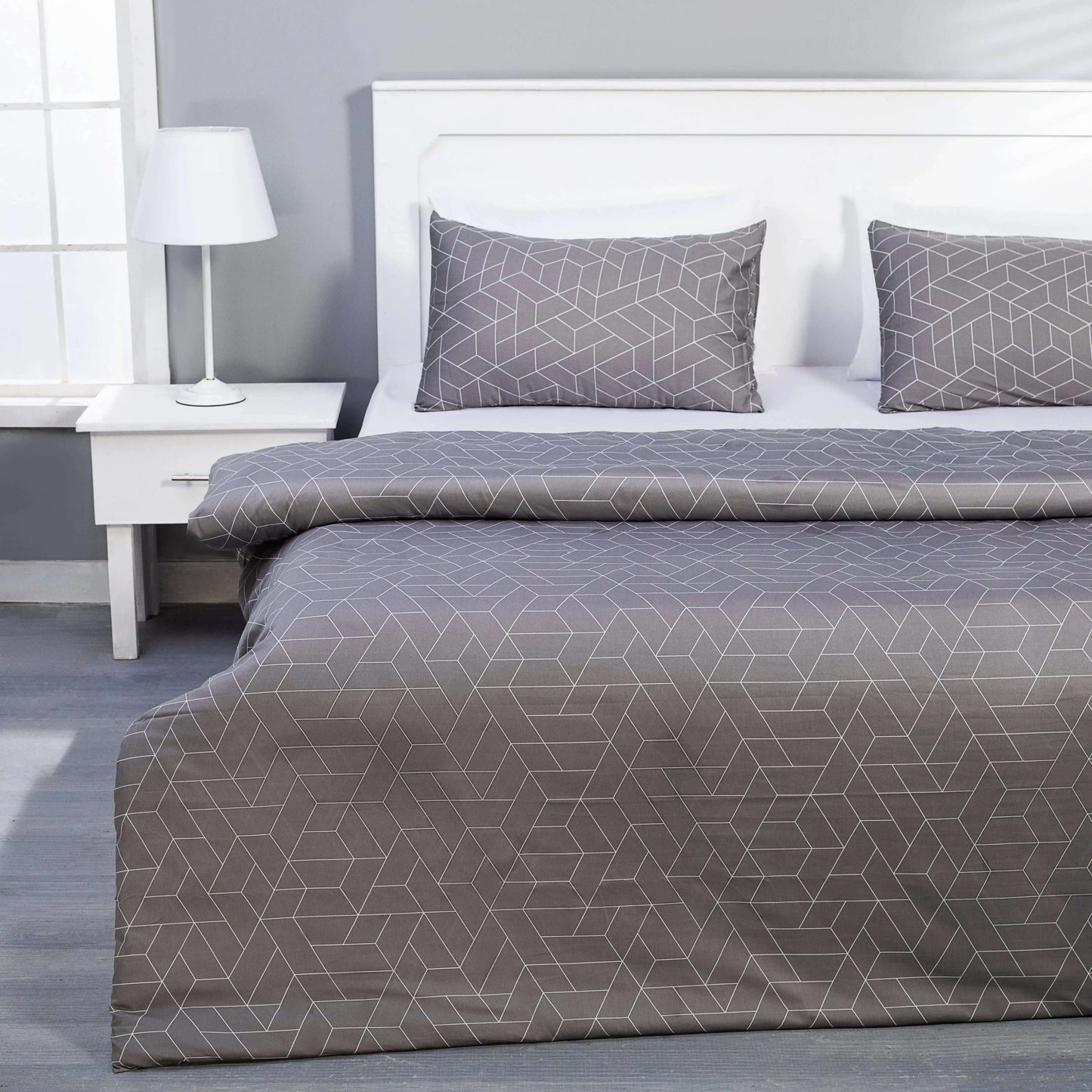 Quilt Cover Set (Gray Geometric) - Handmade Stories