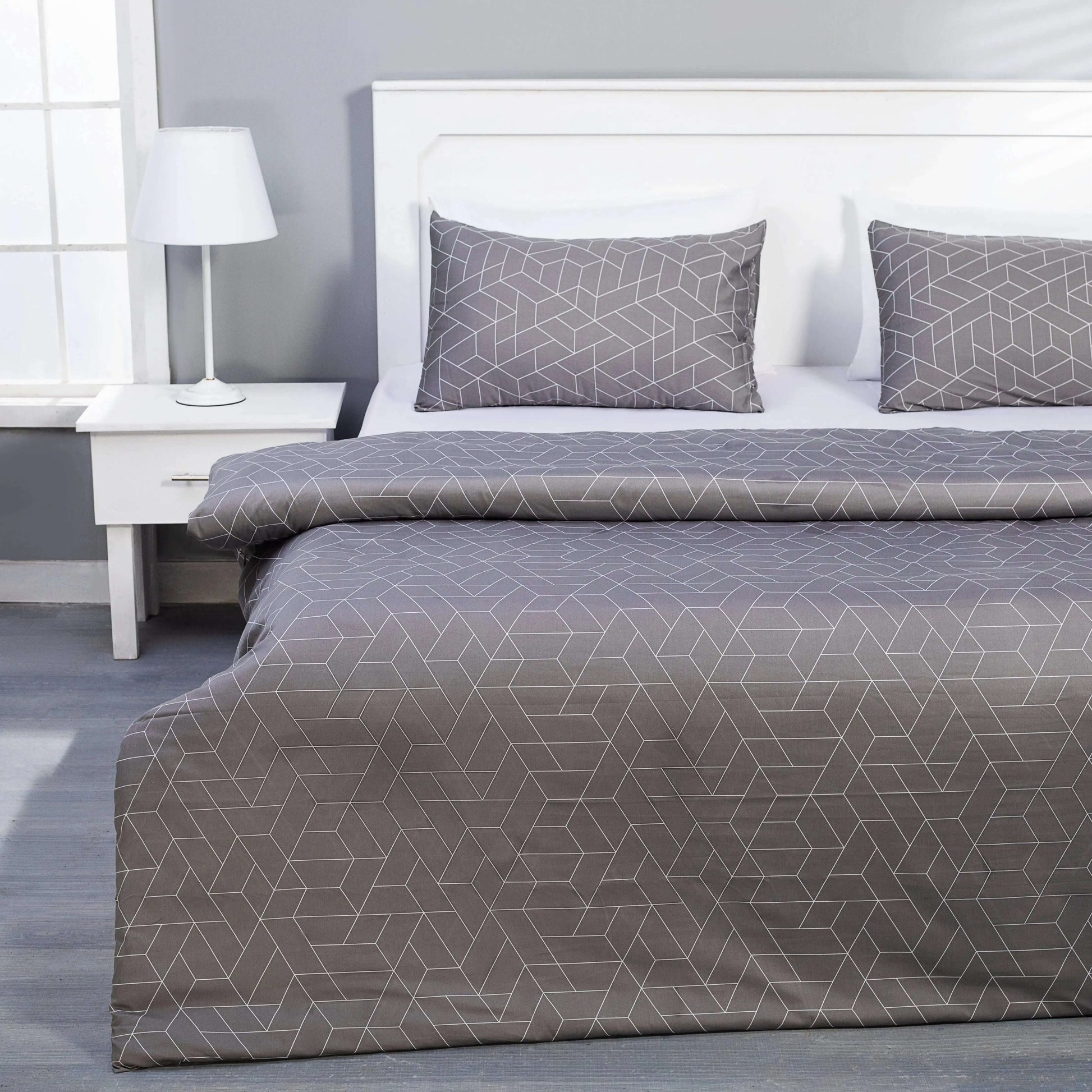 Quilt Cover Set (Gray Geometric) - Handmade Stories
