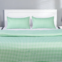 Quilt Cover (Modern Green Houndstooth Pattern) - Handmade Stories