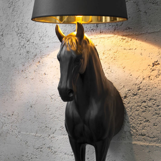 Royal Black Horse Floor Lamp