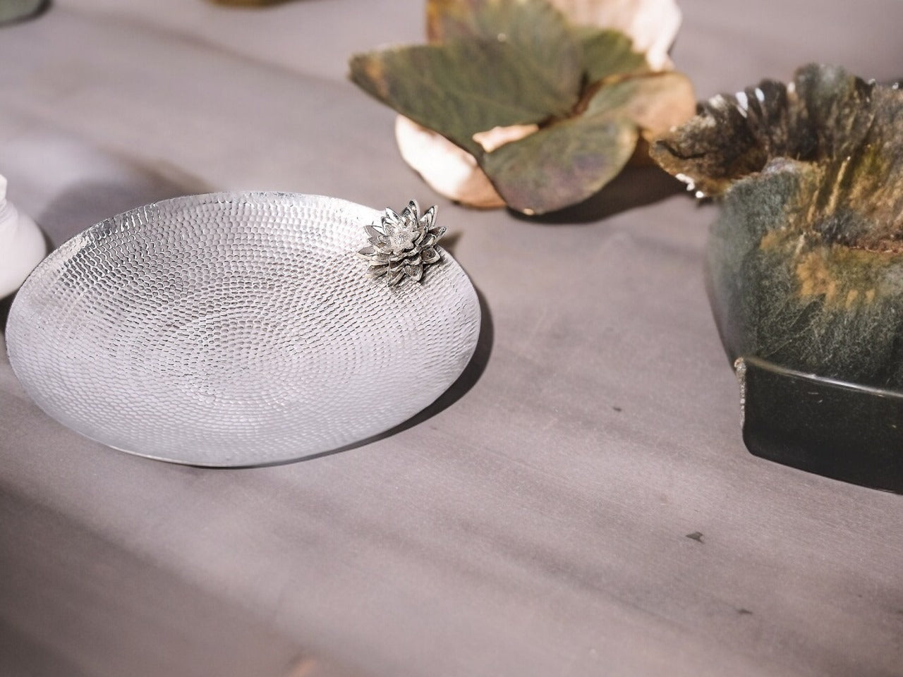 Silver Lotus Salad Bowl | Elegant Serving Bowl | Home Decor