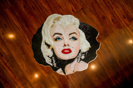 Vintage Marilyn Monroe Screen Printed Round Wooden Side Table - Handmade Stories