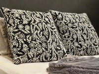 Handmade Beaded Cushion Black & Silver With Pearl - Handmade Stories