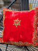 Handmade velvet Cushion Cover (Gold on Red)