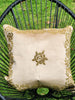 Handmade velvet Cushion Cover (Gold on beige)