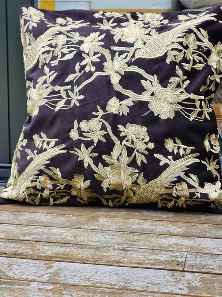 Embriodery Cushion Cover (Gold on Black)