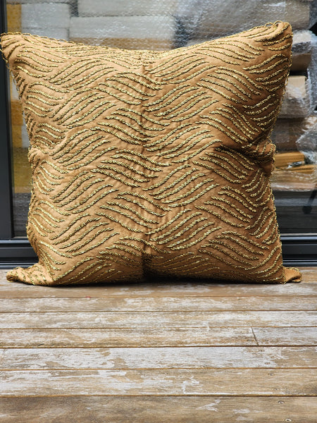 Handmade velvet Cushion Cover (Brown and gold)