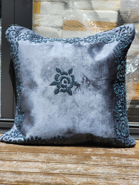 Handmade velvet Cushion Cover (Gray on Gray)