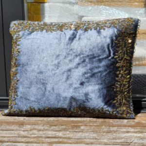 Handmade velvet Cushion Cover (Gray and Gold)