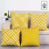 Set of 4 Printed Cushion Cover (Yellow and White)