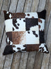 Natural Cowhide Patchwork Cushion Cover (White and Brown)