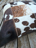 Natural Cowhide Patchwork Cushion Cover (White and Brown)