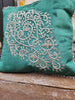 Handmade Velvet Cushion Cover (Green silver and pearl)