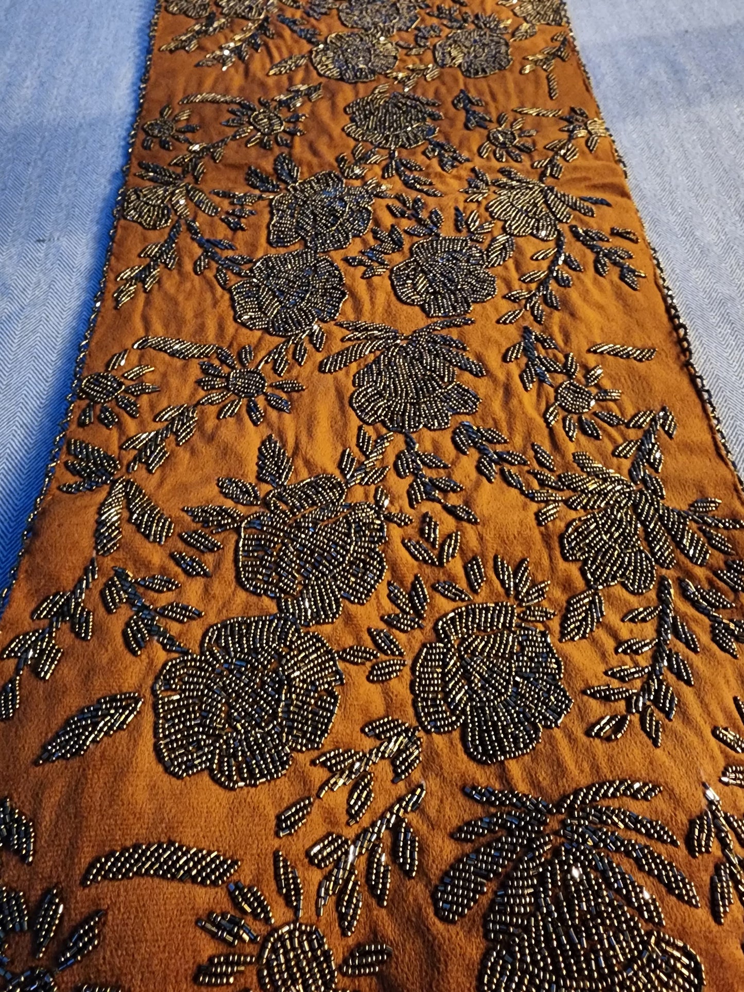 Burnt Orange Handmade Beaded Runner (Design-2)