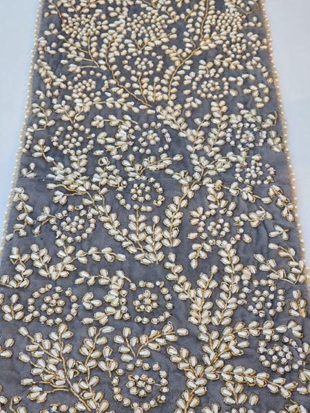 Grey and Gold with Pearl Handmade Table Runner