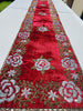 Red Grey and Gold Handmade Beaded Runner