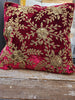 Handmade velvet Cushion Cover (Burgandy and Gold)