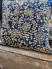 Handmade Velvet Cushion Cover Royal Blue Pearl and Gold